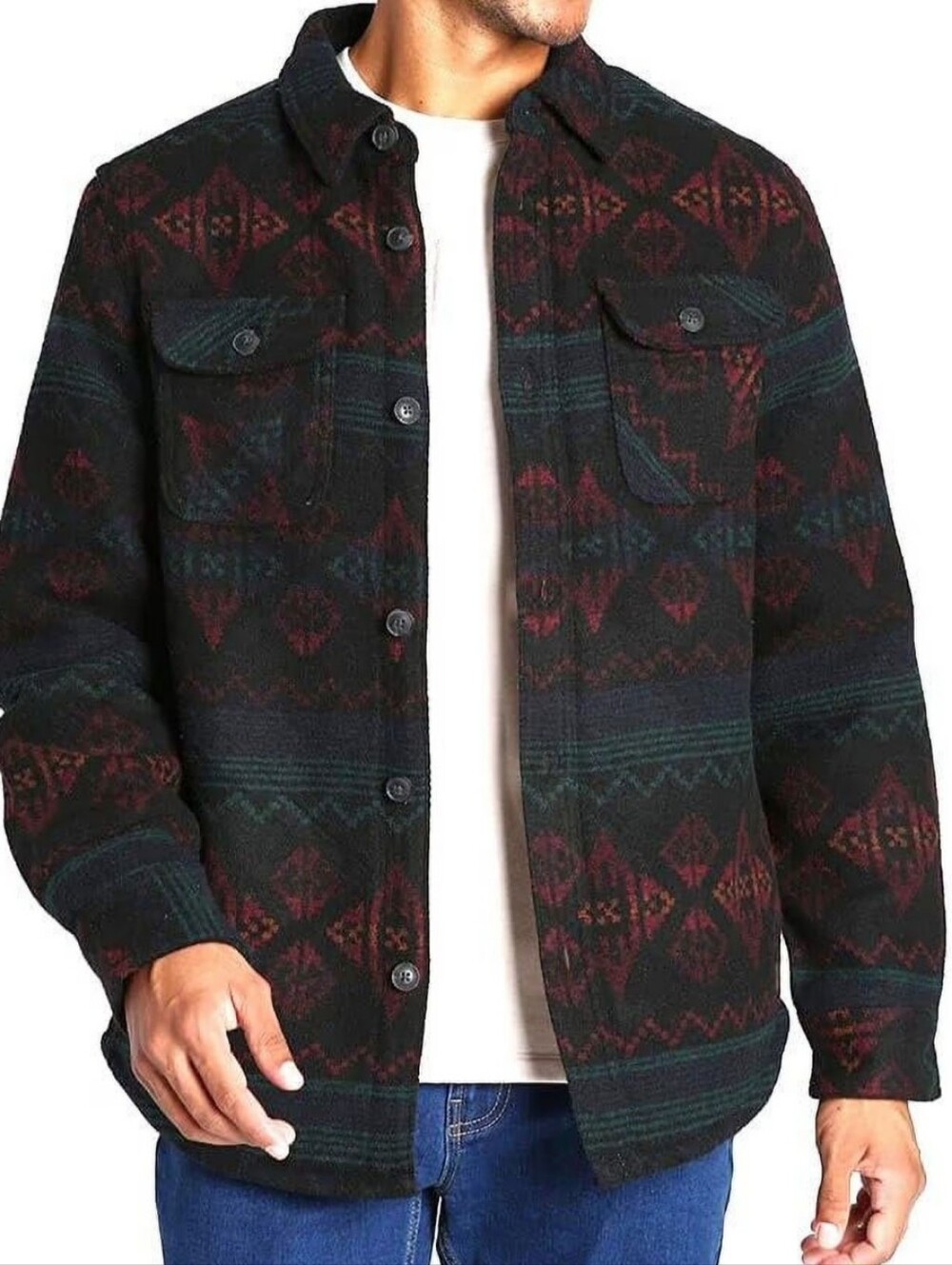 Jachs Men's Wool Blend Sherpa Lined Flannel Shirt Jacket